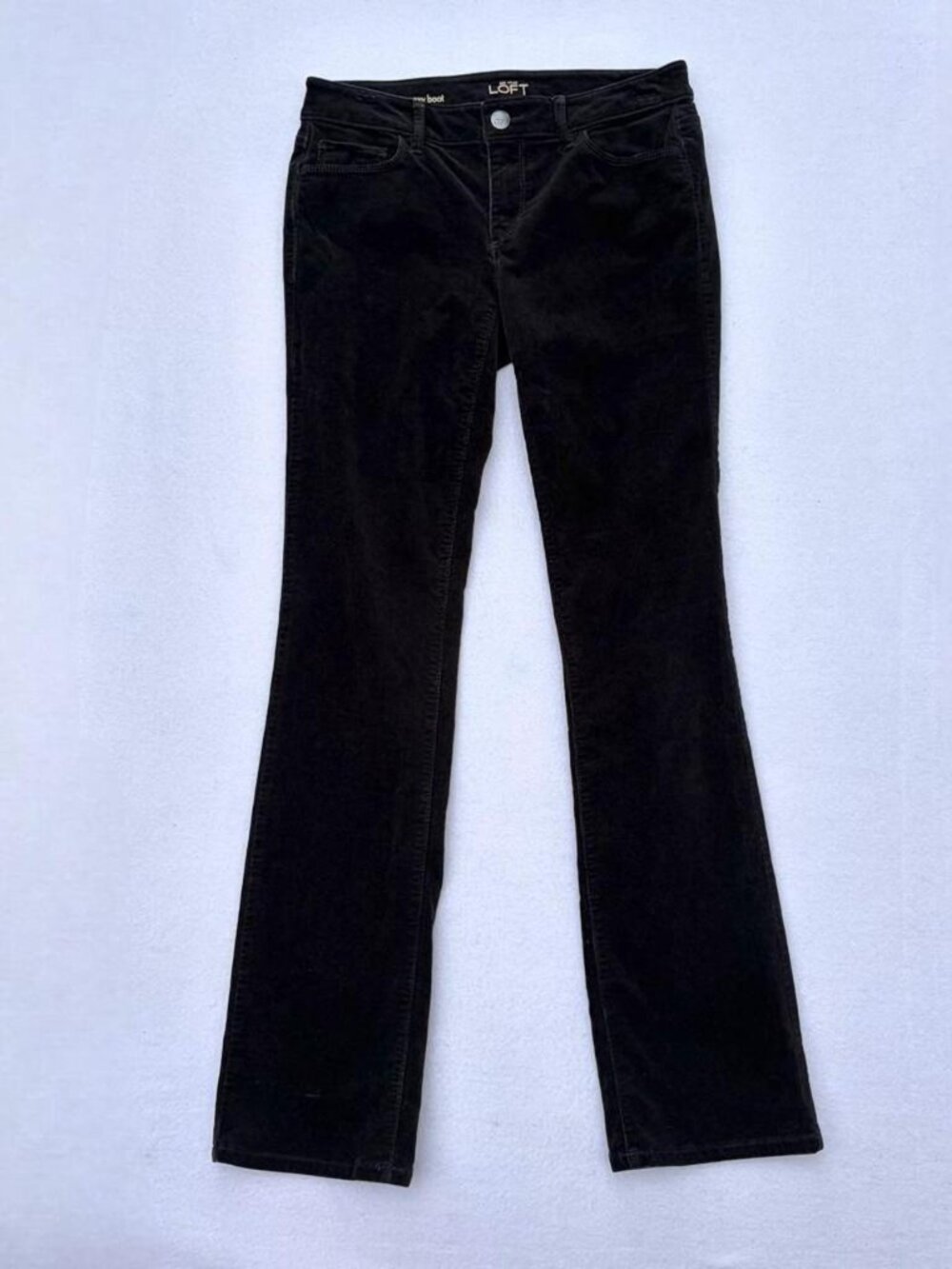 Ann Taylor LOFT Black Mid-rise Velvet Curvy Sexy Boot Bootcut Pants Sz 4 Fall